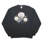 JERZEES Womens Black Crew Neck L Sweatshirt Hot Air Balloon Graphic Cotton Blend