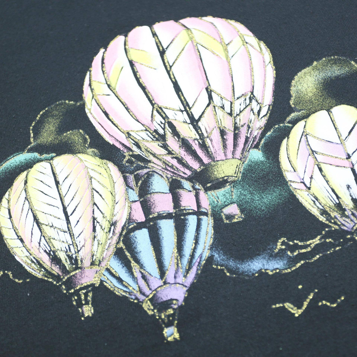 JERZEES Womens Black Crew Neck L Sweatshirt Hot Air Balloon Graphic Cotton Blend