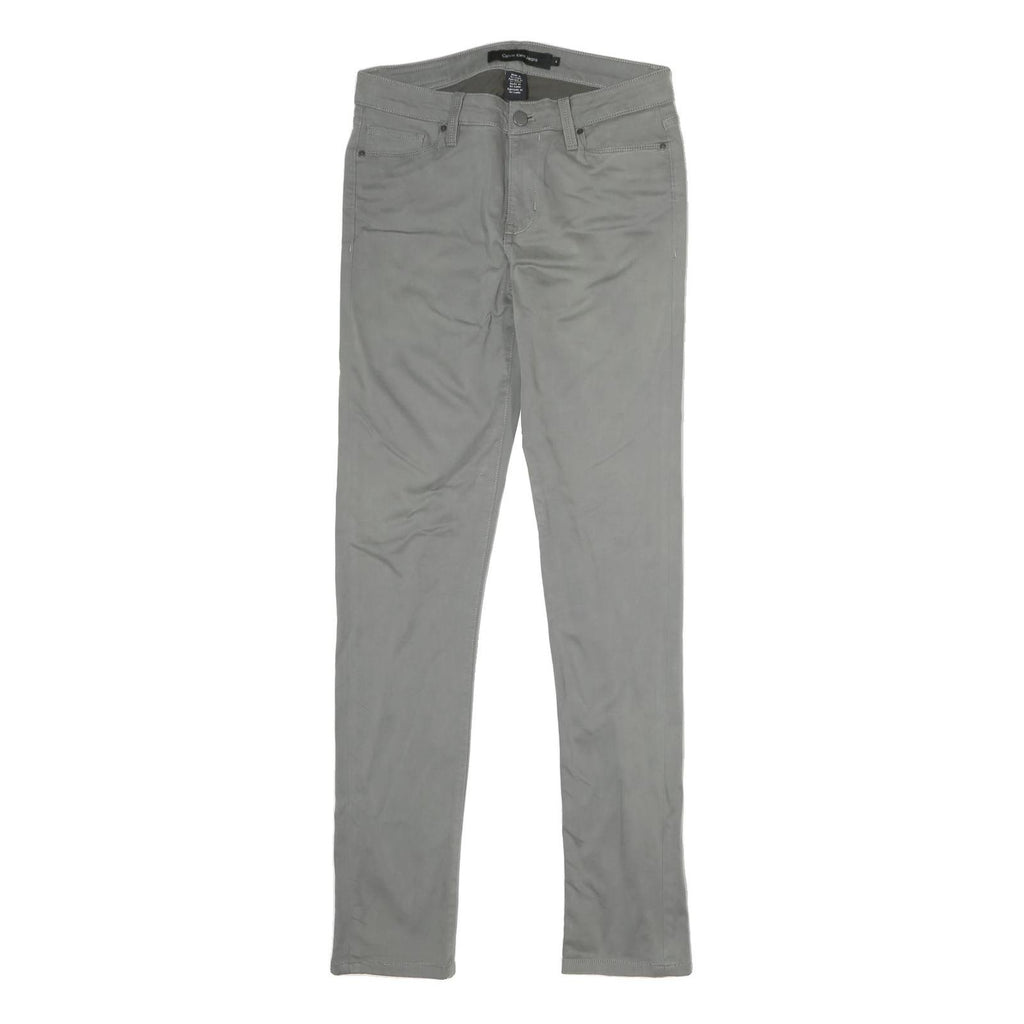 CALVIN KLEIN JEANS Womens Cotton Blend Grey Regular Straight Trousers W28 L31