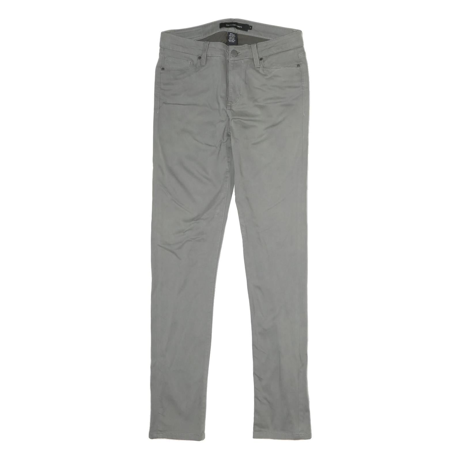 CALVIN KLEIN JEANS Womens Cotton Blend Grey Regular Straight Trousers W28 L31