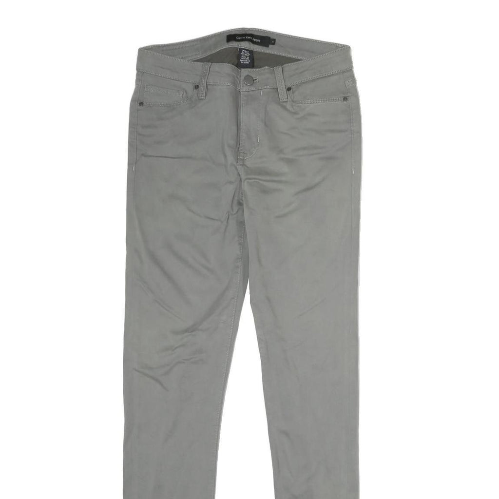 CALVIN KLEIN JEANS Womens Cotton Blend Grey Regular Straight Trousers W28 L31
