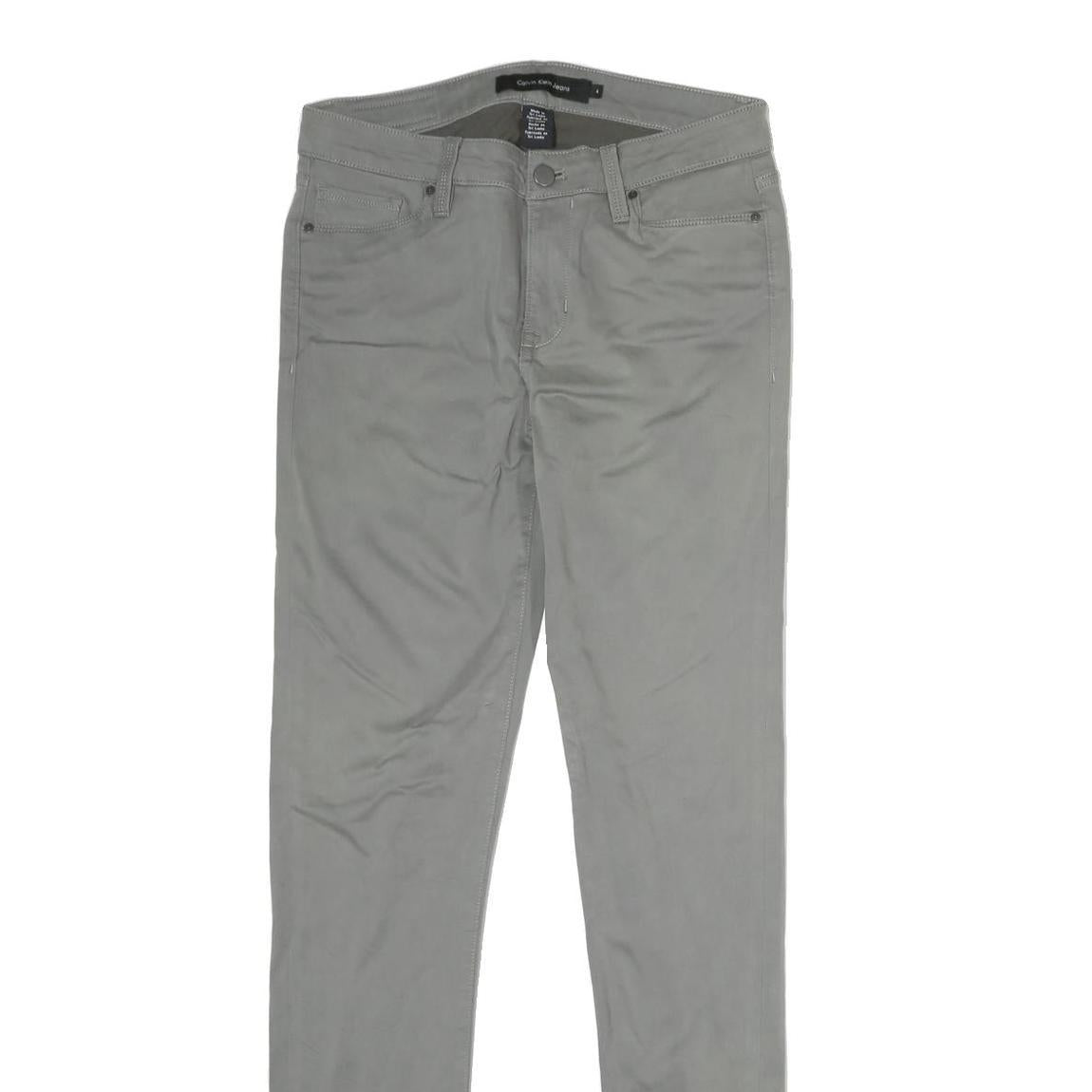 CALVIN KLEIN JEANS Womens Cotton Blend Grey Regular Straight Trousers W28 L31