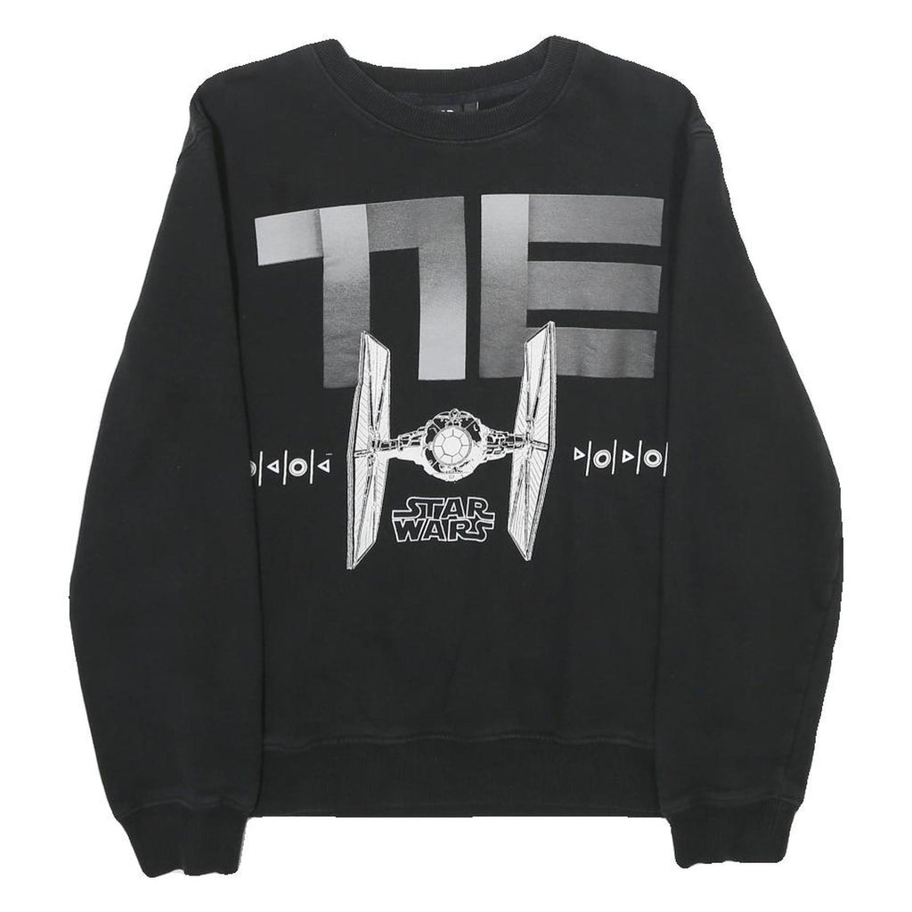 STAR WARS Mens Black Sweatshirt S Crew Neck Starfighter Graphic Cotton Pullover