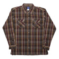 DICKIES Boys Brown & Maroon Plaid Shirt M Cotton Long Sleeve Workwear