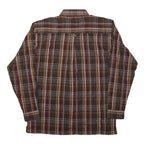 DICKIES Boys Brown & Maroon Plaid Shirt M Cotton Long Sleeve Workwear