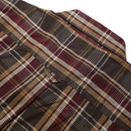 DICKIES Boys Brown & Maroon Plaid Shirt M Cotton Long Sleeve Workwear
