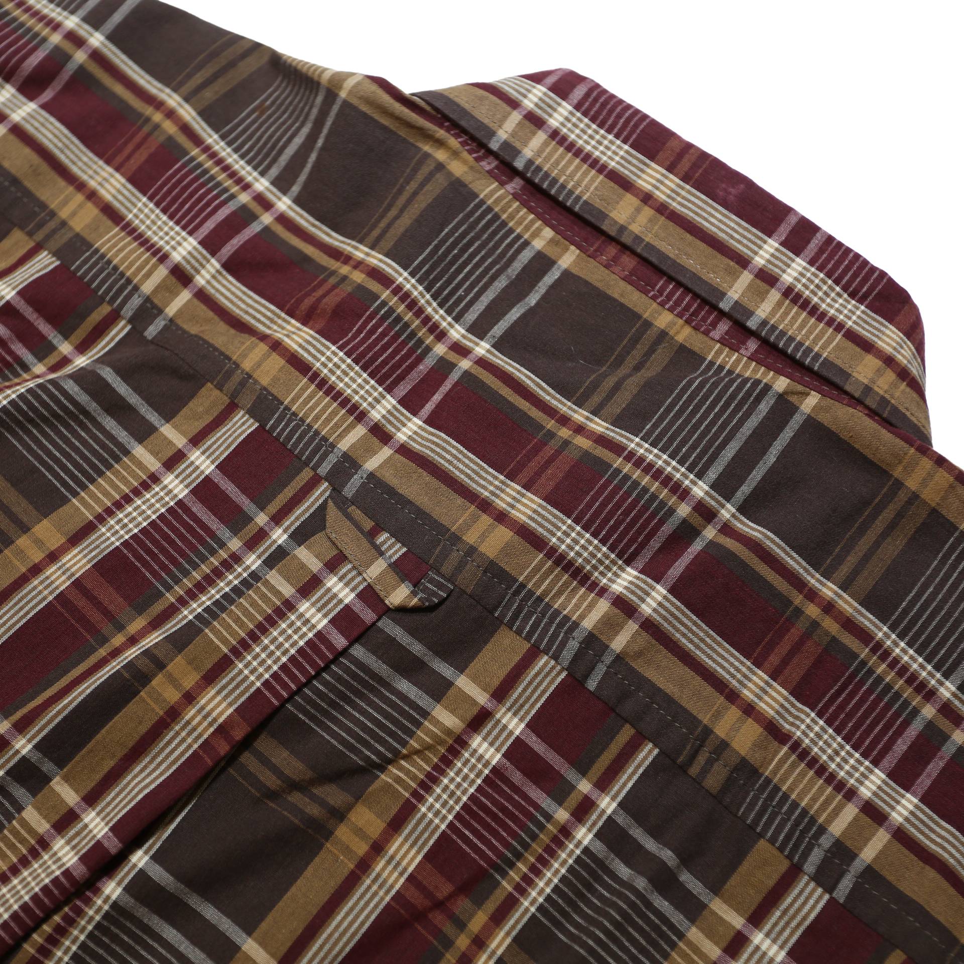 DICKIES Boys Brown & Maroon Plaid Shirt M Cotton Long Sleeve Workwear