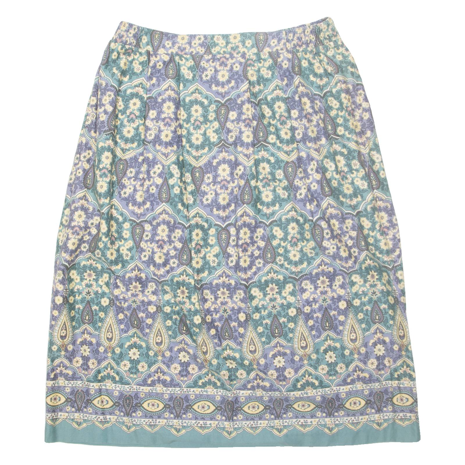 JANTZEN Womens A-Line Skirt Green Midi Crazy Pattern M