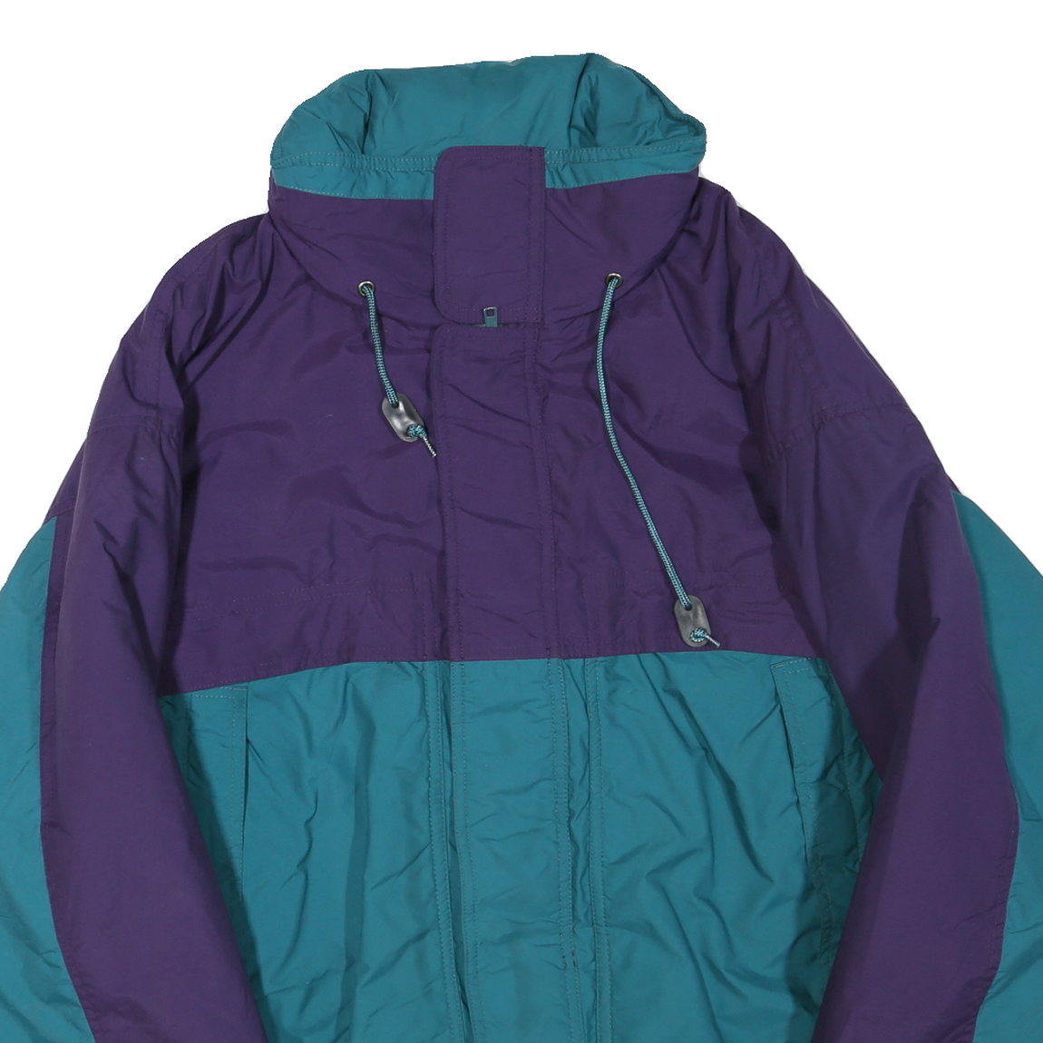 Womens Purple & Teal Zip Up Polyester Blend Outdoor Jacket XL Plain Retro