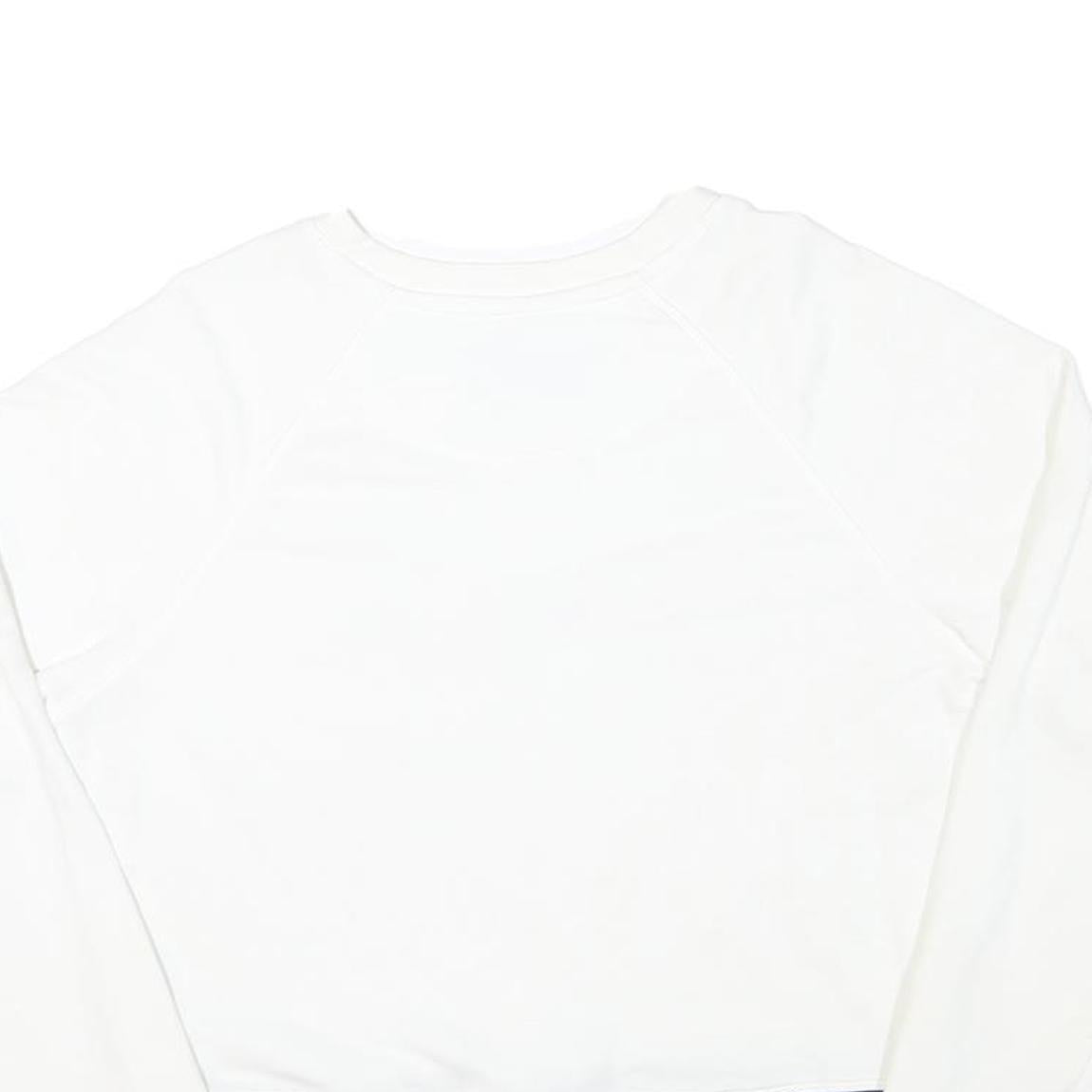 CHAMPION Womens White Crew Neck M Cotton Blend Sweatshirt Raglan Sleeve