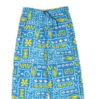 Mens Blue Cotton Blend Relaxed Drawstring Patterned Trousers W28 L26 Casual