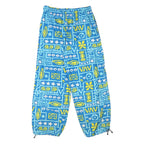Mens Blue Cotton Blend Relaxed Drawstring Patterned Trousers W28 L26 Casual