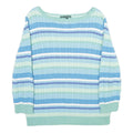 LAUREN RALPH LAUREN Womens Blue & Green Striped Pattern Cotton Cable Knit Jumper