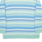 LAUREN RALPH LAUREN Womens Blue & Green Striped Pattern Cotton Cable Knit Jumper
