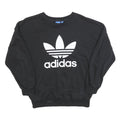 ADIDAS Womens Black Sweatshirt Crew Neck UK 8 Cotton Blend Pullover Casual