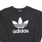 ADIDAS Womens Black Sweatshirt Crew Neck UK 8 Cotton Blend Pullover Casual