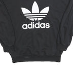 ADIDAS Womens Black Sweatshirt Crew Neck UK 8 Cotton Blend Pullover Casual