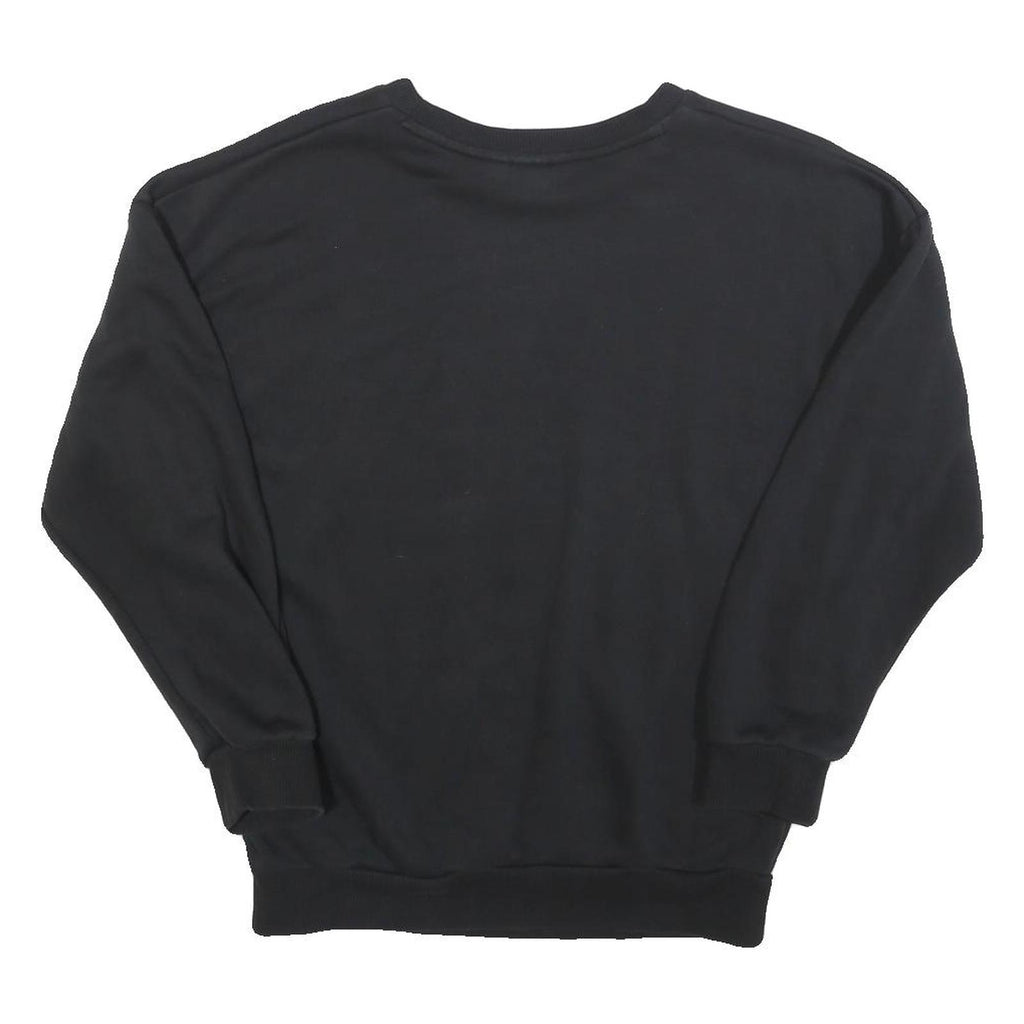 ADIDAS Womens Black Sweatshirt Crew Neck UK 8 Cotton Blend Pullover Casual