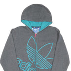 ADIDAS Womens Grey & Turquoise Zip Up Hoodie S Lightweight Cotton Casual
