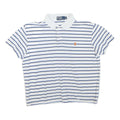 POLO RALPH LAUREN Womens White & Navy Blue Striped Short Sleeve Polo Shirt M