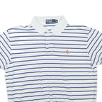 POLO RALPH LAUREN Womens White & Navy Blue Striped Short Sleeve Polo Shirt M
