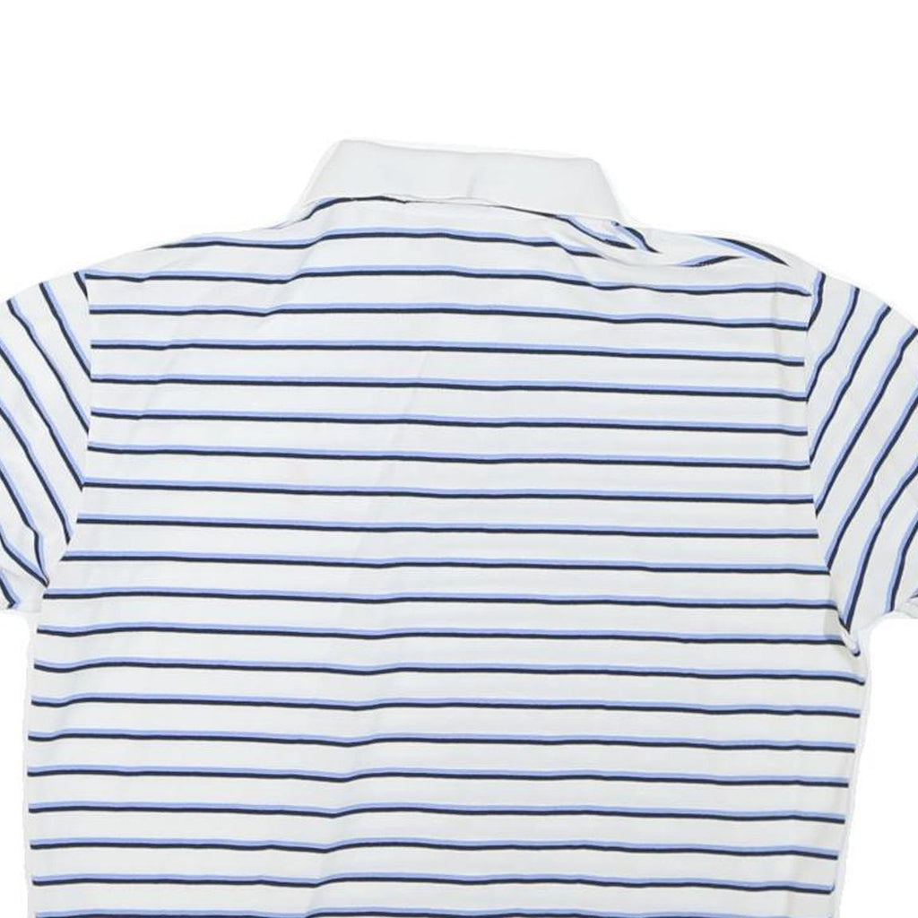 POLO RALPH LAUREN Womens White & Navy Blue Striped Short Sleeve Polo Shirt M