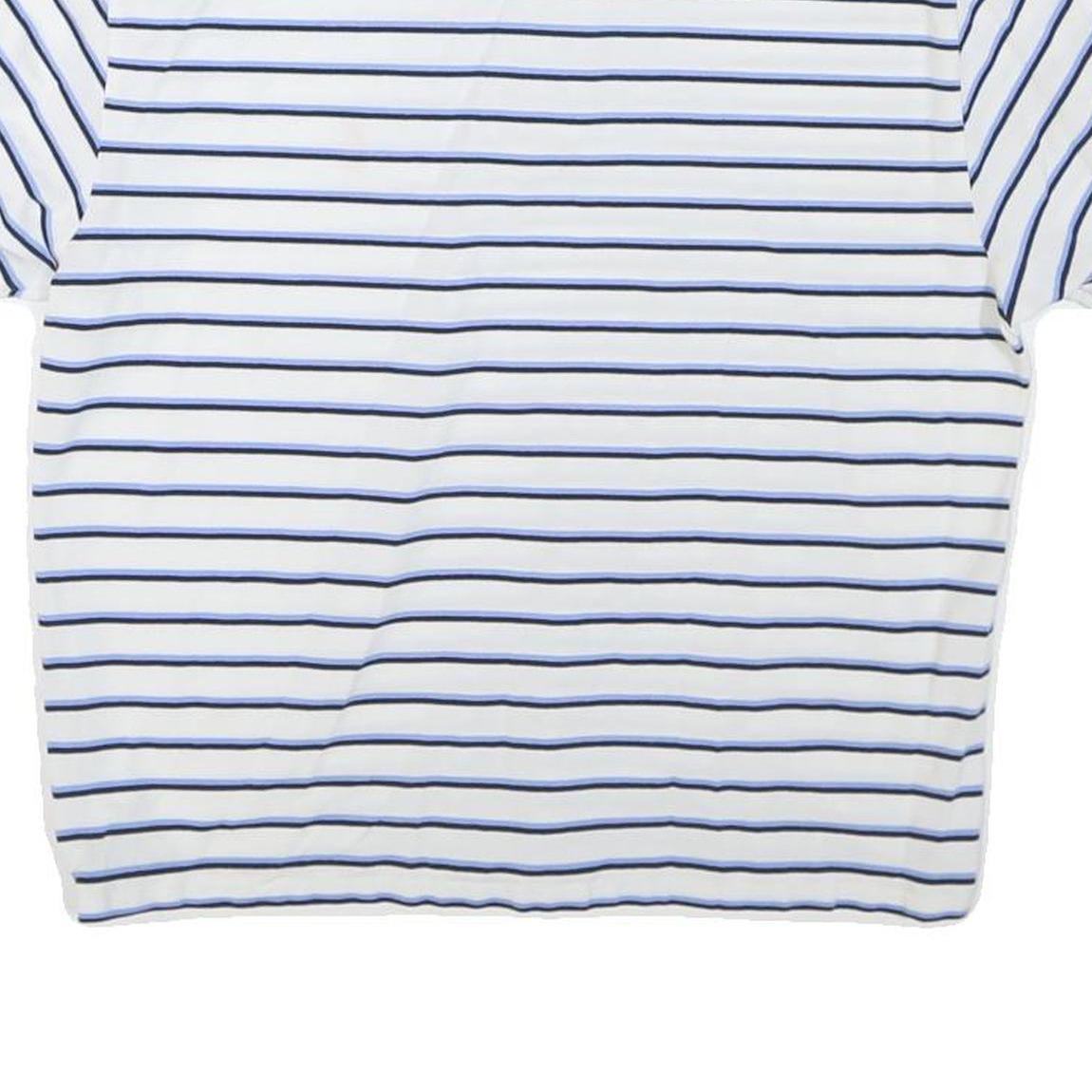 POLO RALPH LAUREN Womens White & Navy Blue Striped Short Sleeve Polo Shirt M