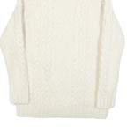 Womens White Plain Jumper Chunky Knit Roll Neck S Cable Knit Comfortable Warm