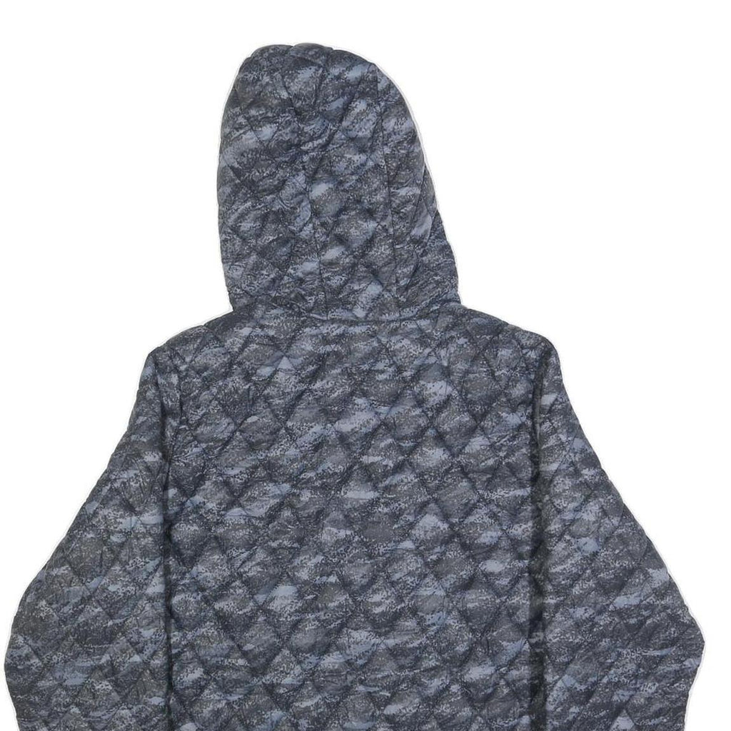 ASICS Mens Grey & Blue Quilted Hooded Jacket M Polyester Zip Casual Outdoor