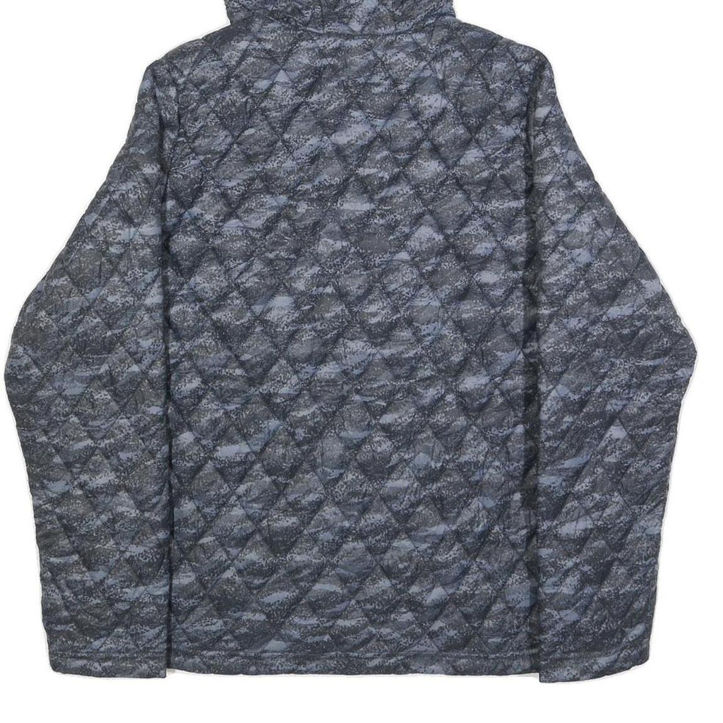 ASICS Mens Grey & Blue Quilted Hooded Jacket M Polyester Zip Casual Outdoor