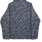 ASICS Mens Grey & Blue Quilted Hooded Jacket M Polyester Zip Casual Outdoor