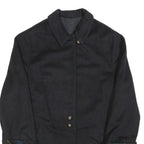 Womens Black Wool Blend Button Jacket L Plain Classic Button Closure