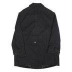 Womens Black Wool Blend Button Jacket L Plain Classic Button Closure