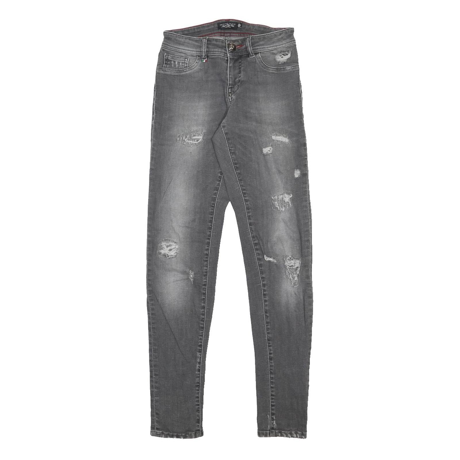 PHILIPP PLEIN Womens Grey Slim Skinny Denim Cotton Blend Medium Wash W25 L31