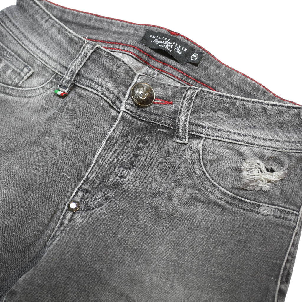 PHILIPP PLEIN Womens Grey Slim Skinny Denim Cotton Blend Medium Wash W25 L31