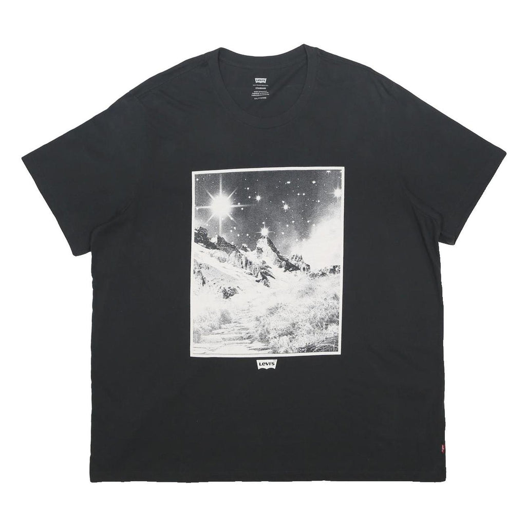 LEVI'S Mens Black Graphic T-Shirt 2XL Short Sleeve Crew Neck Cotton Blend