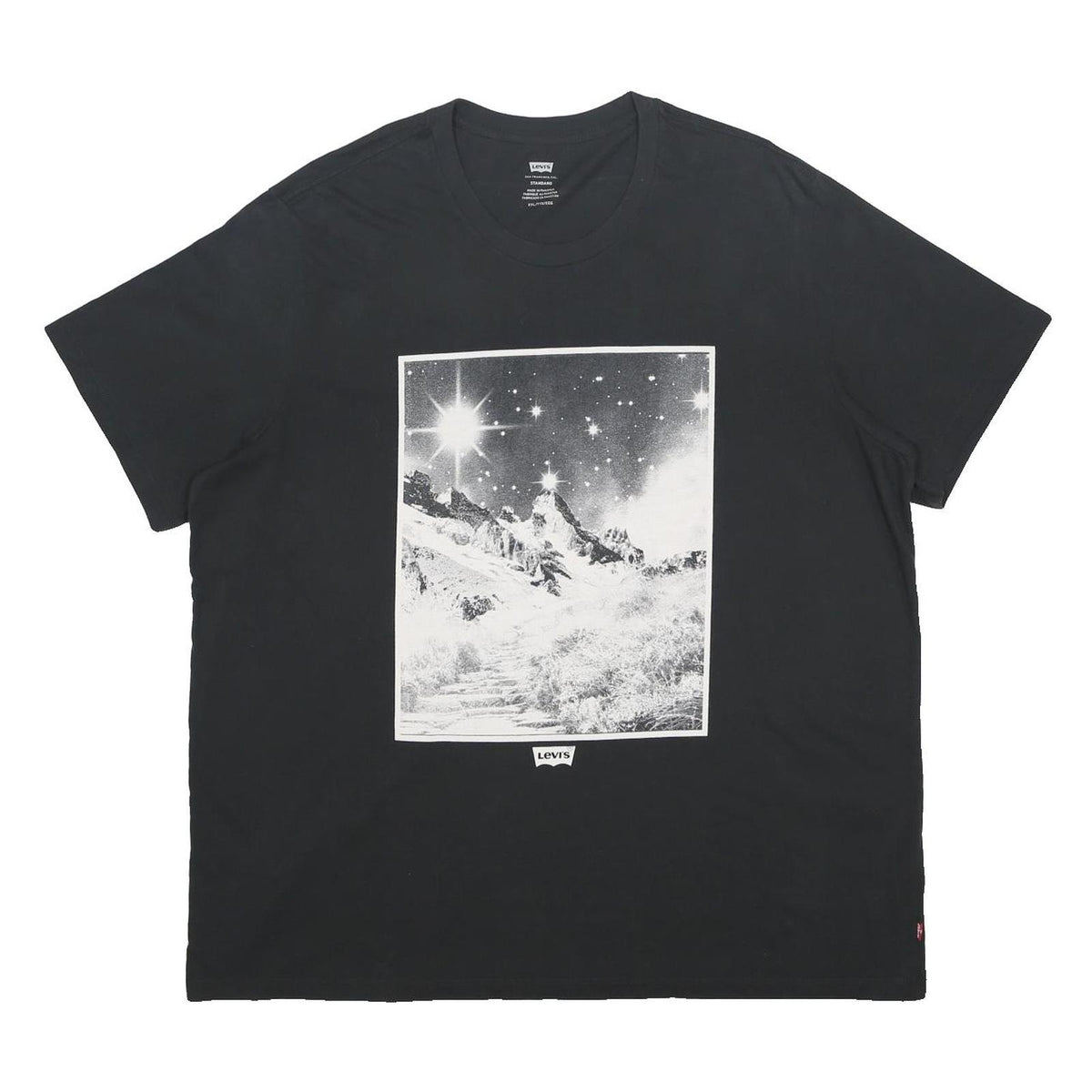 LEVI'S Mens Black Graphic T-Shirt 2XL Short Sleeve Crew Neck Cotton Blend