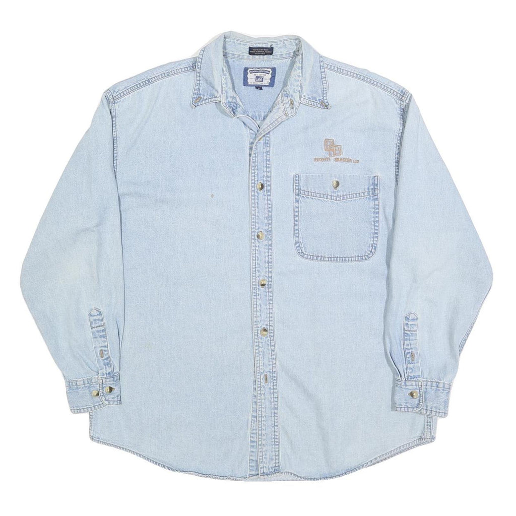 LEE Mens Blue Denim Shirt L Cotton Button Pocket Casual Lightweight