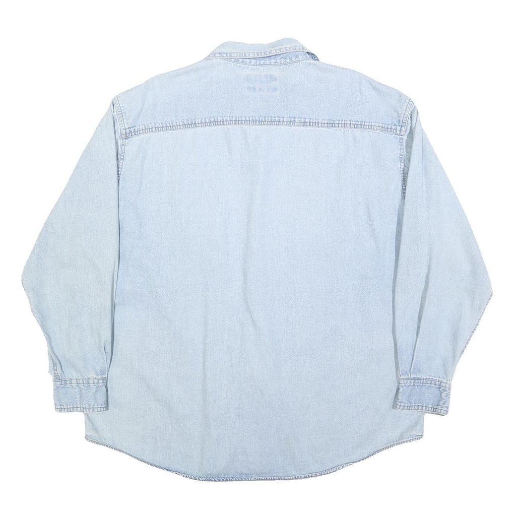 LEE Mens Blue Denim Shirt L Cotton Button Pocket Casual Lightweight