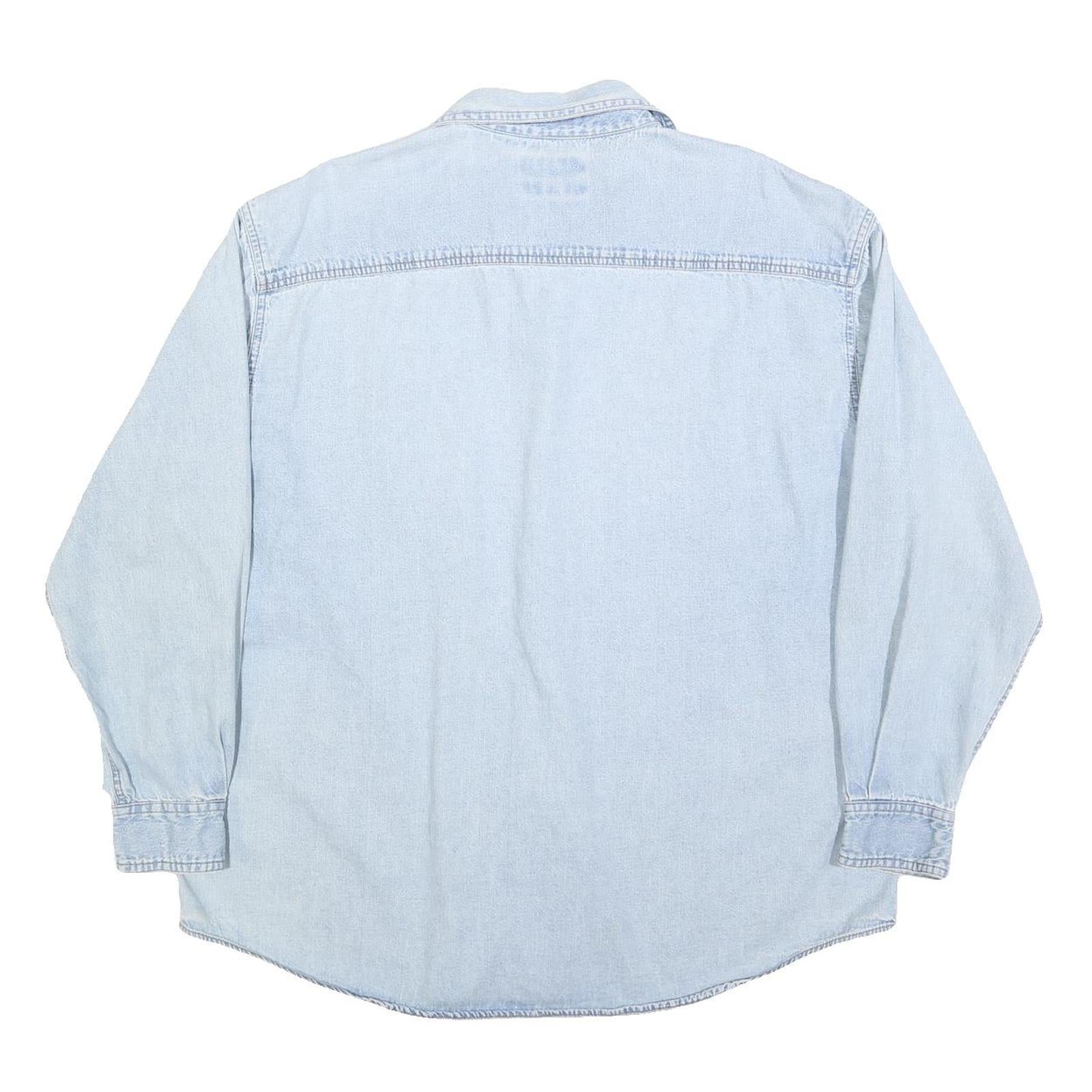 LEE Mens Blue Denim Shirt L Cotton Button Pocket Casual Lightweight