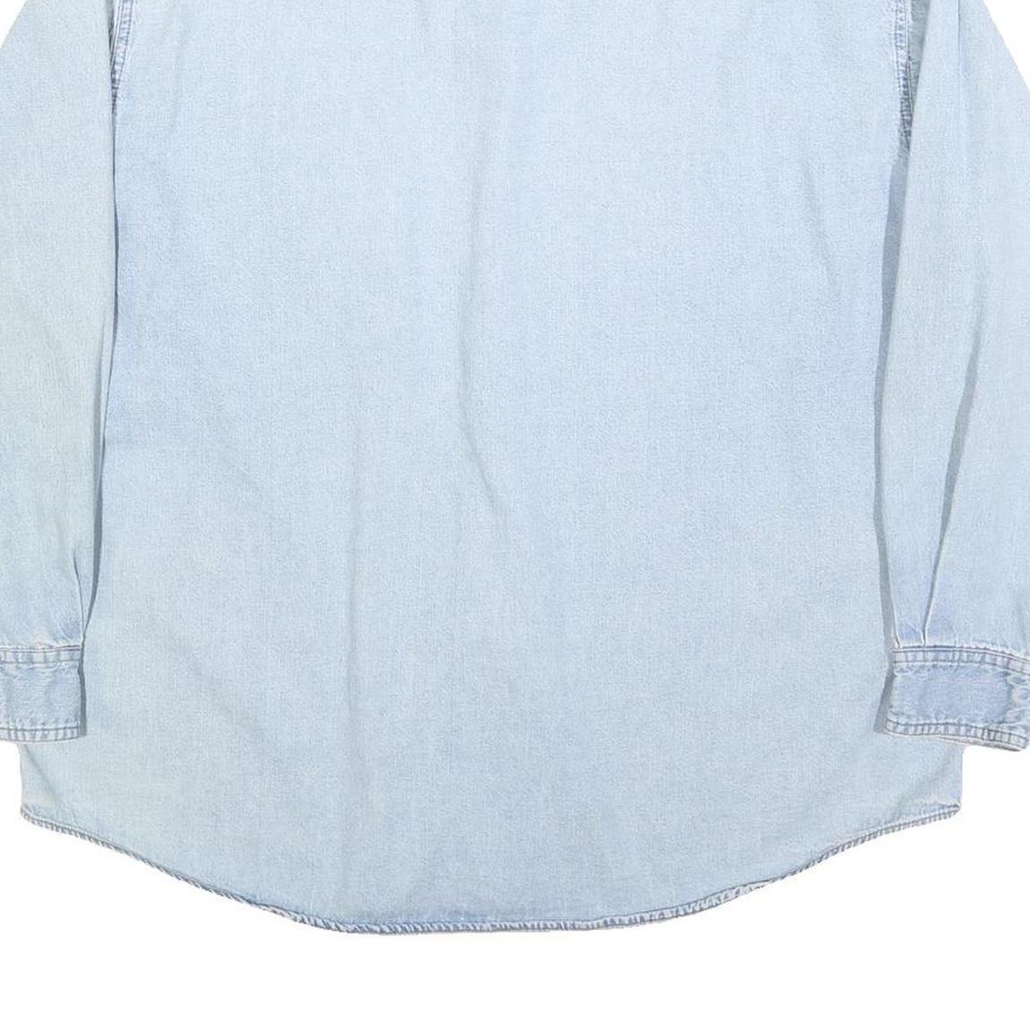 LEE Mens Blue Denim Shirt L Cotton Button Pocket Casual Lightweight