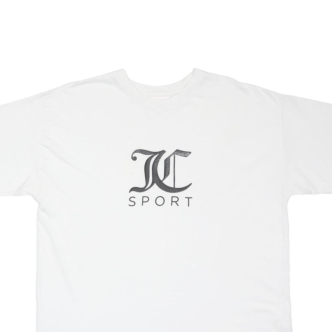 JUICY COUTURE Womens White & Black Classic T-Shirt L Short Sleeve Crew Neck