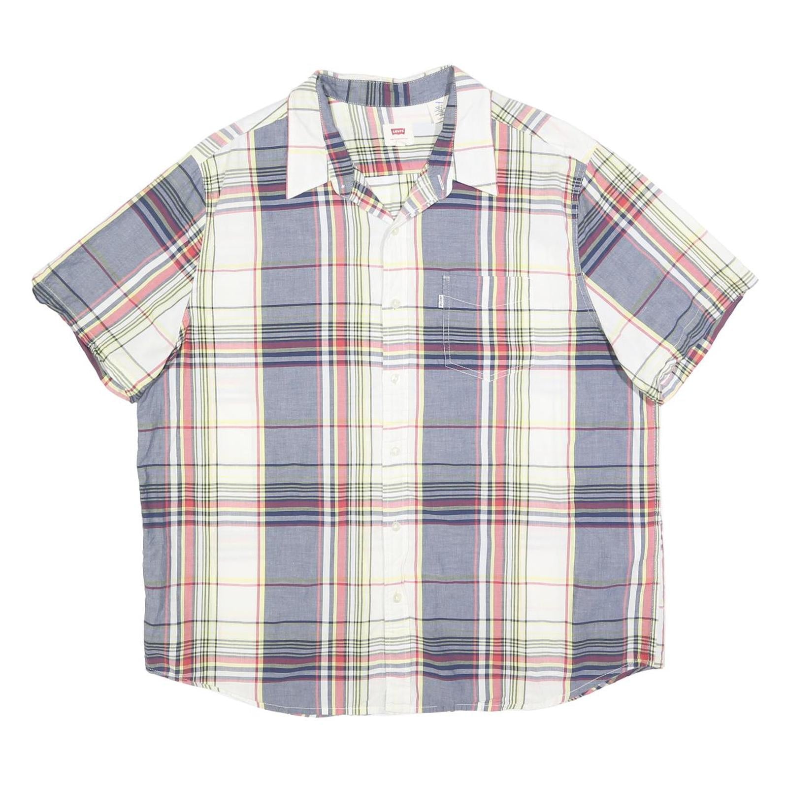 LEVI'S Mens Blue Red & Yellow Check Shirt 2XL Cotton Blend Casual Summer
