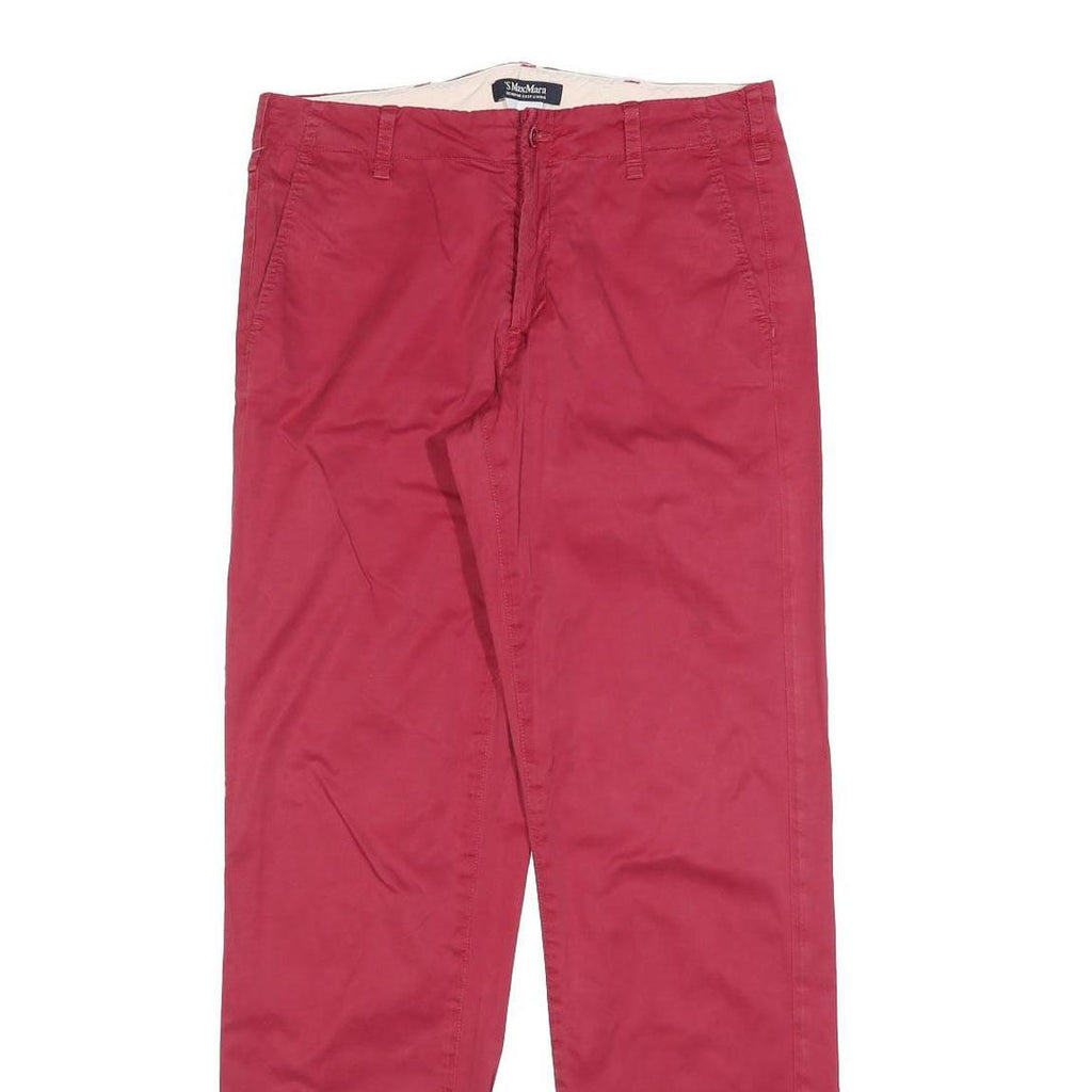 S MAX MARA Womens Cotton Blend Red Regular Straight Trousers W30 L32 Stylish