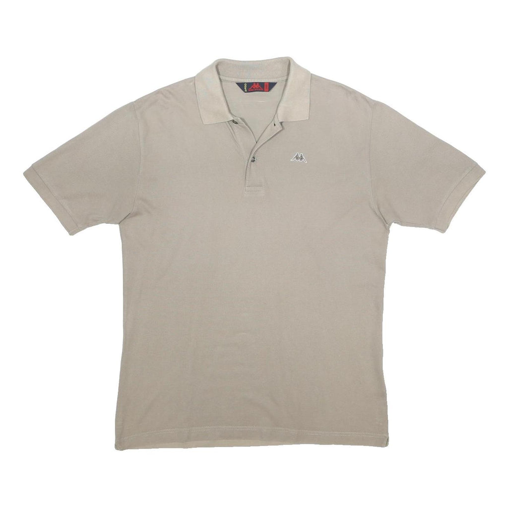 KAPPA Mens Beige Short Sleeve Plain Polo Shirt L Cotton Casual Top