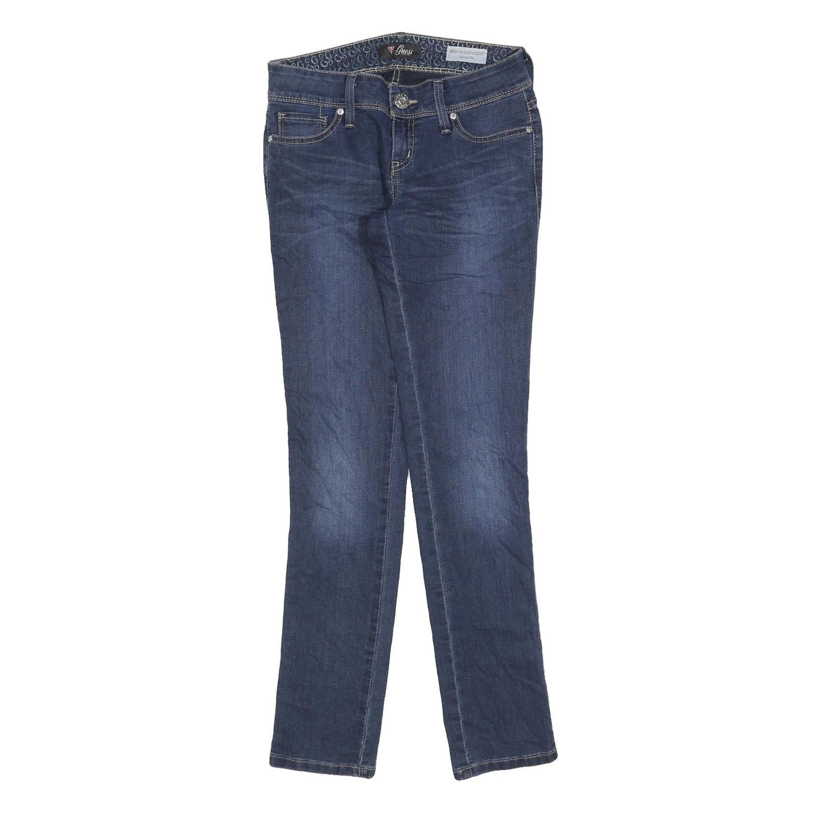 GUESS Womens Blue Slim Skinny Denim Cotton Blend Jeans W28 L32 Stylish Casual