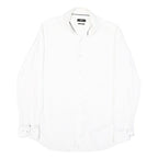 BOSS Mens White Plain Cotton Blend Shirt M Classic Formal Button Collar