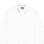 BOSS Mens White Plain Cotton Blend Shirt M Classic Formal Button Collar