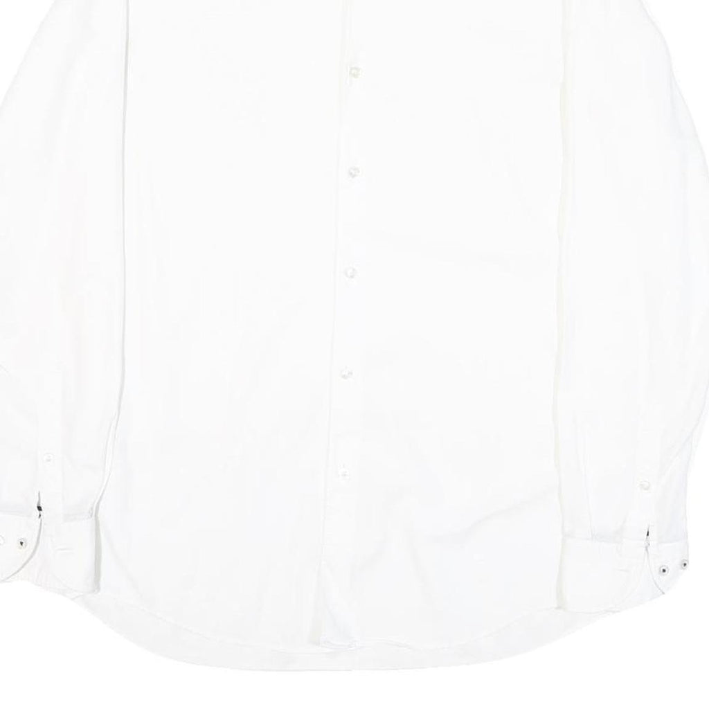 BOSS Mens White Plain Cotton Blend Shirt M Classic Formal Button Collar