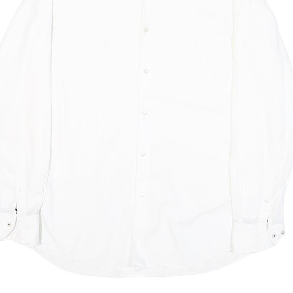 BOSS Mens White Plain Cotton Blend Shirt M Classic Formal Button Collar